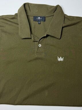7 For All Mankind Men’s Olive Green Polo Shirt XS 100% Cotton